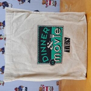 Vintage TBS Dinner & a Movie canvas resuable eco-friendly graphic tote bag